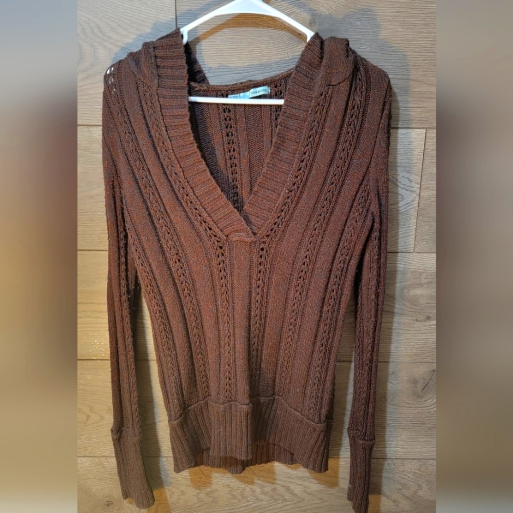 Maurices Brown Long Sleeved Sweater With Hood
